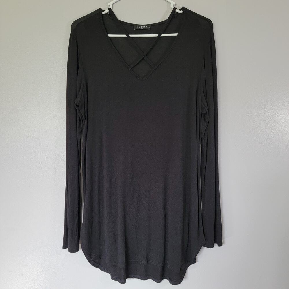 Zutter USA Strappy Black Tunic Womans L Goth Witchy Office Work Halloween Casual